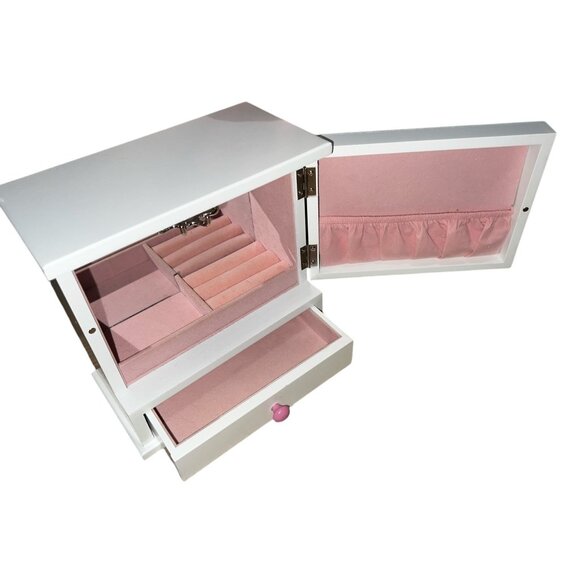 Open Front Wooden Jewelry Box Chest for Girls 8" x 8" Flowers & Butterflies with - Picture 9 of 16